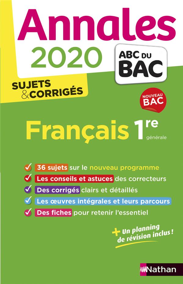 - ANNALES BAC 2020 FRANCAIS 1RE - SUJETS & CORRIGES - ANNALES BAC 2020 FRANCAIS 1RE - SUJETS & CORRIGES